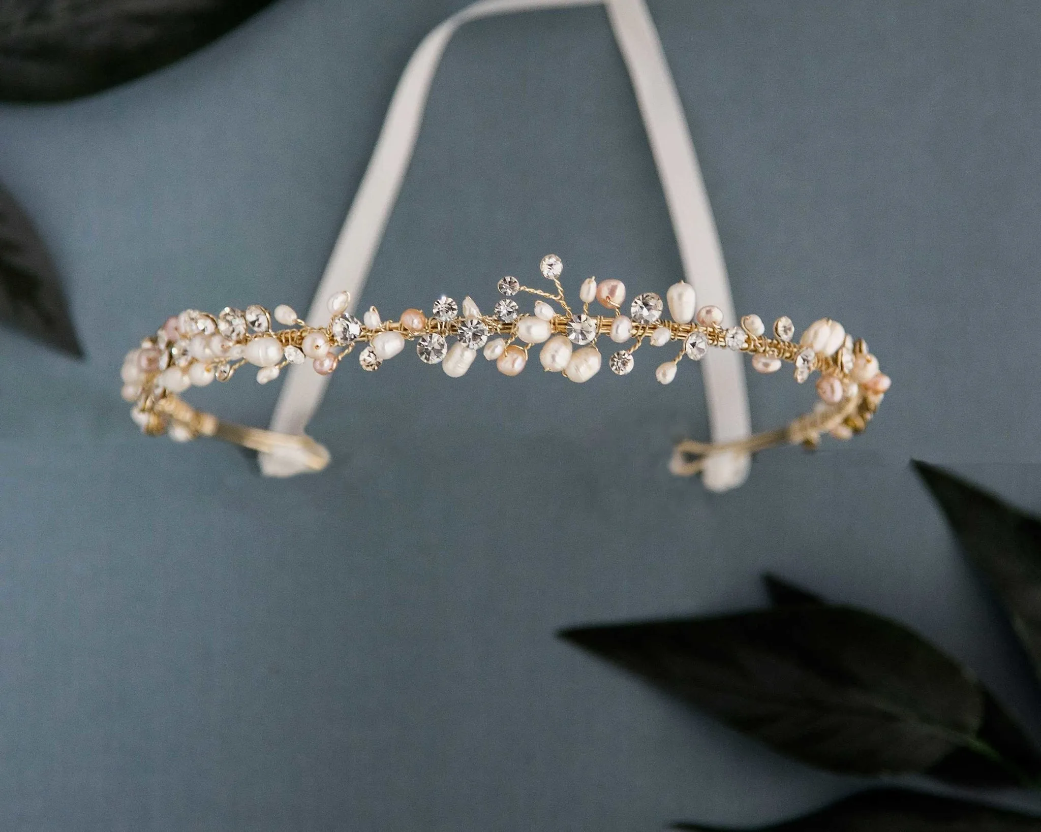 Gold and Pink Wedding Headband