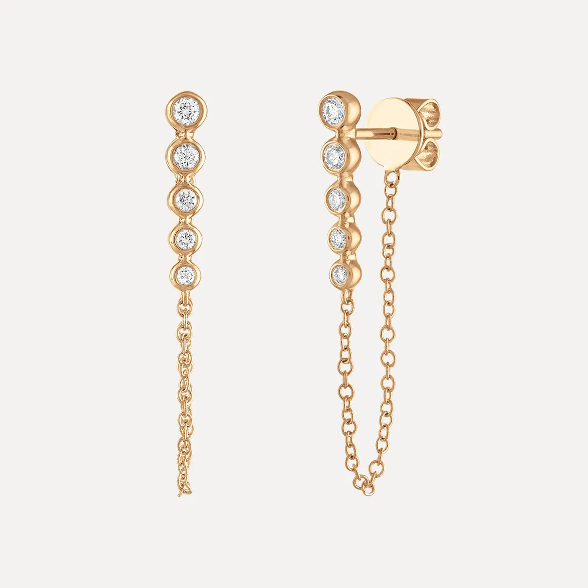 Graduated Diamond Bezel Chain Earring