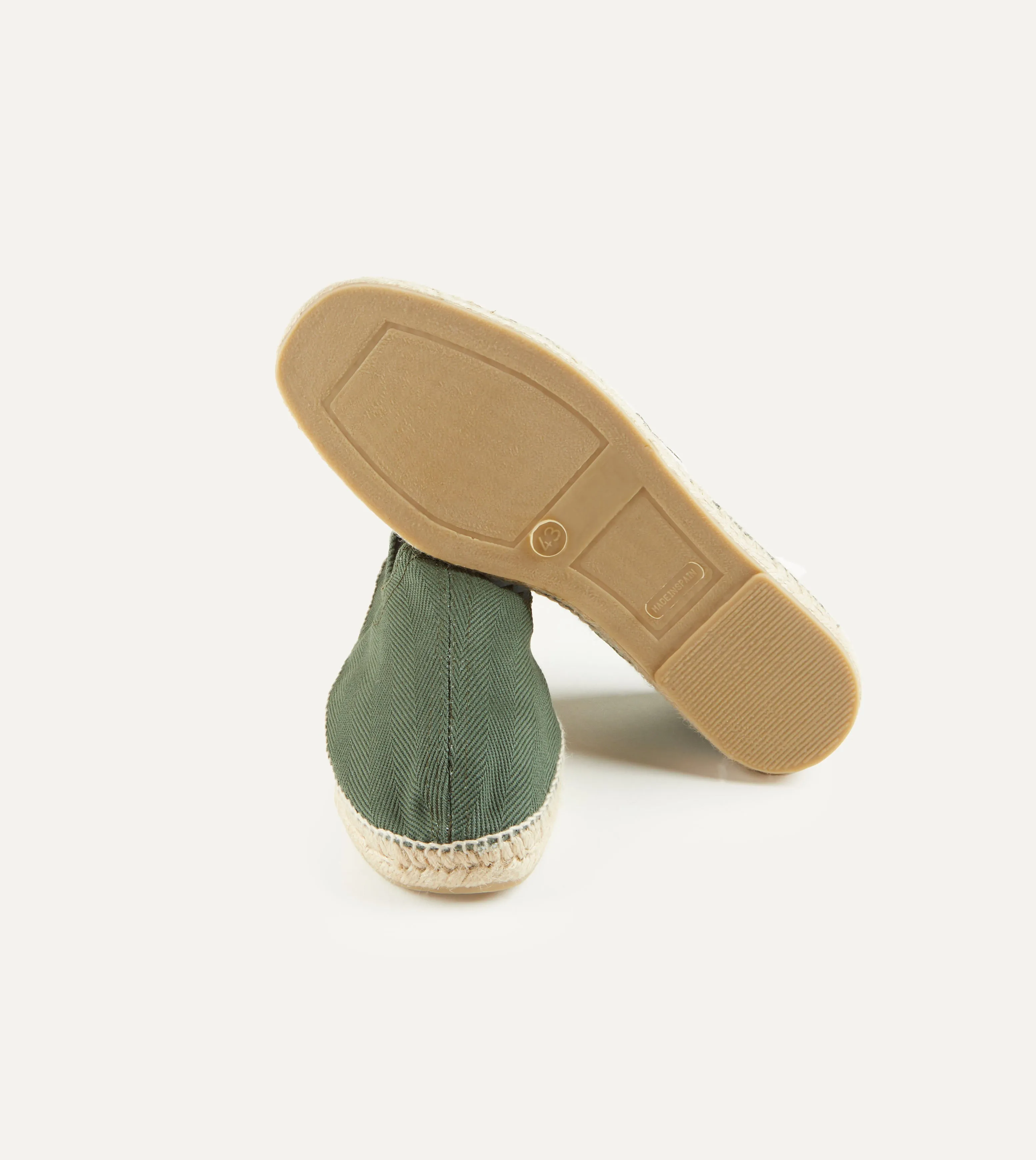 Green Herringbone Cotton Espadrilles