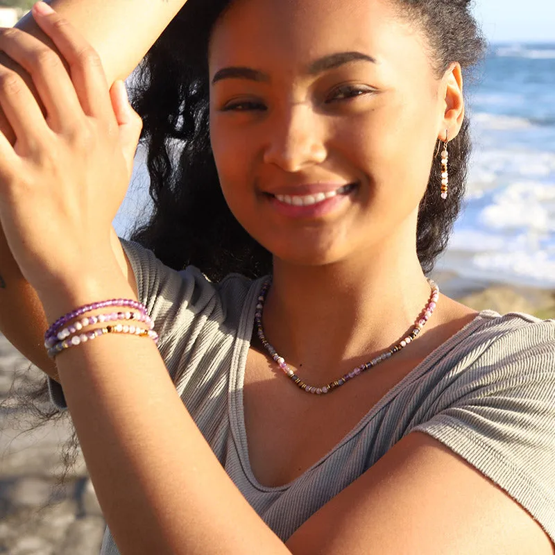 Healing and Serendipity Chevron Amethyst and Kunzite Jewelry Bundle