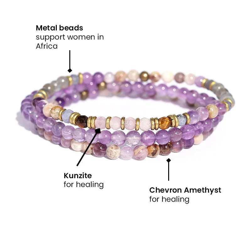 Healing and Serendipity Chevron Amethyst and Kunzite Jewelry Bundle