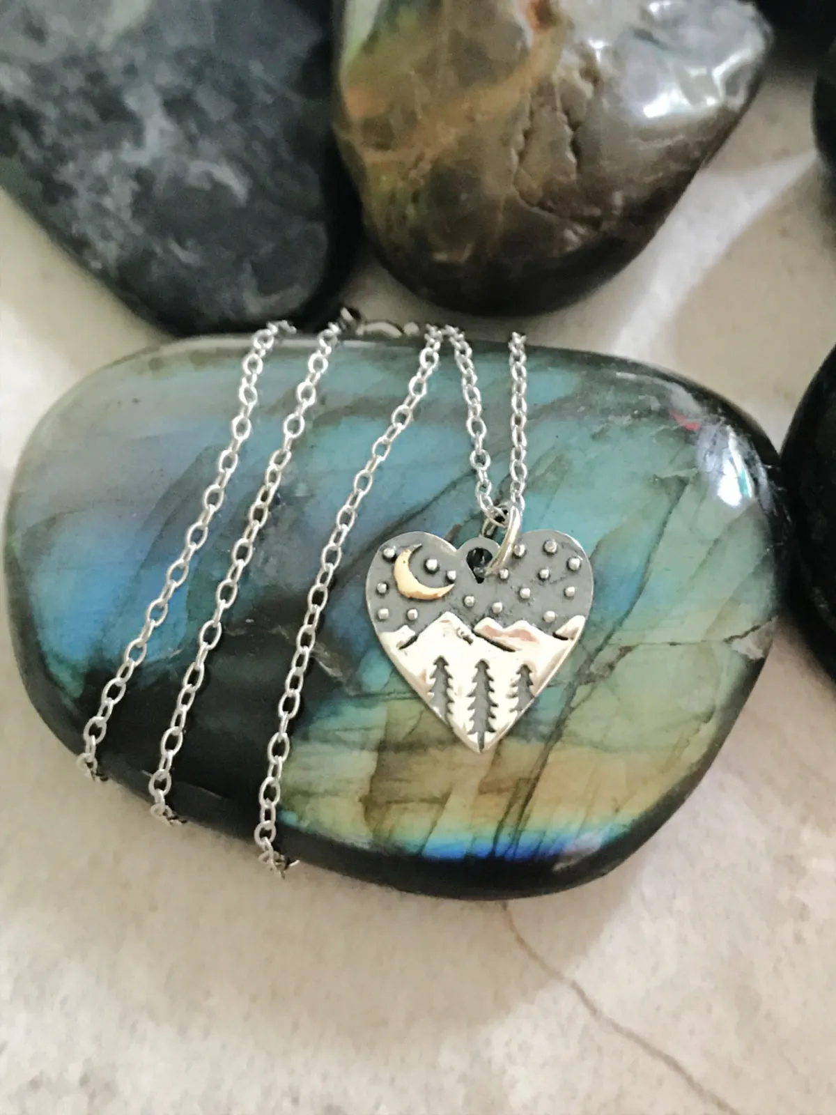 Heart Mountain Moon Necklace