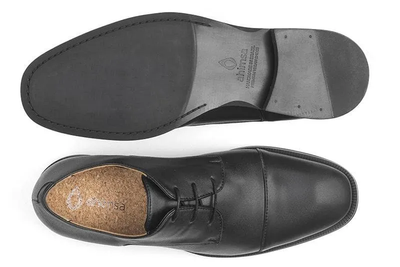 'Henry' Men's classic cap-toe shoe  by Ahimsa - black