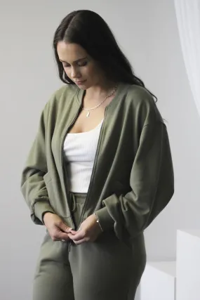 Hero Khaki Sweatshirt Bomber Jacket