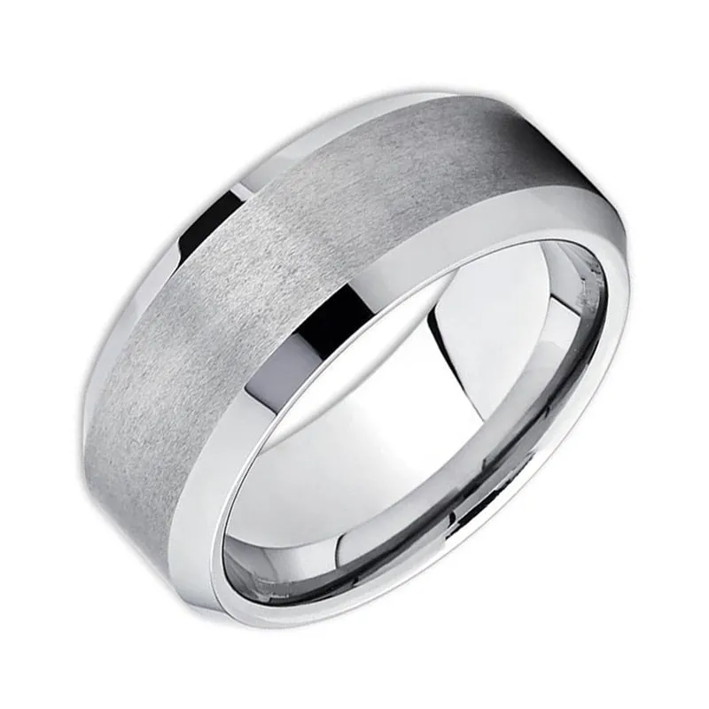 His & Hers Cubic Zirconia and Plain Stainless Steel Wedding Bands