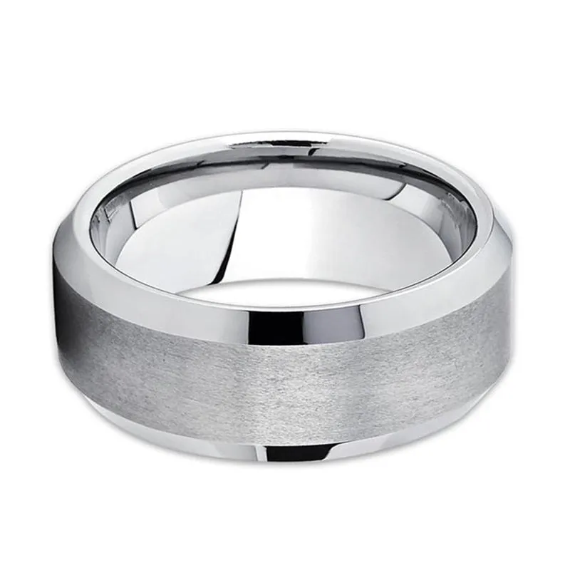 His & Hers Cubic Zirconia and Plain Stainless Steel Wedding Bands