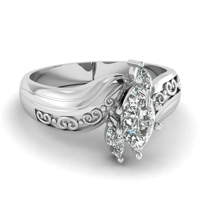 His & Hers Cubic Zirconia and Plain Stainless Steel Wedding Bands