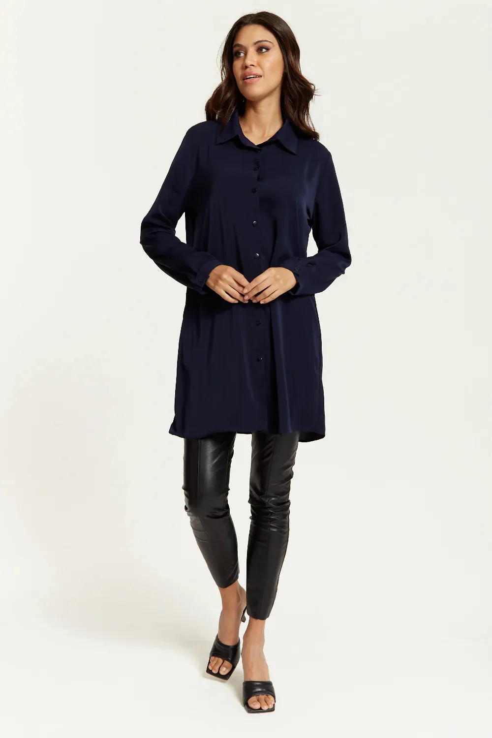 Hoxton Gal Oversized Shirt Tunic With Long Sleeves