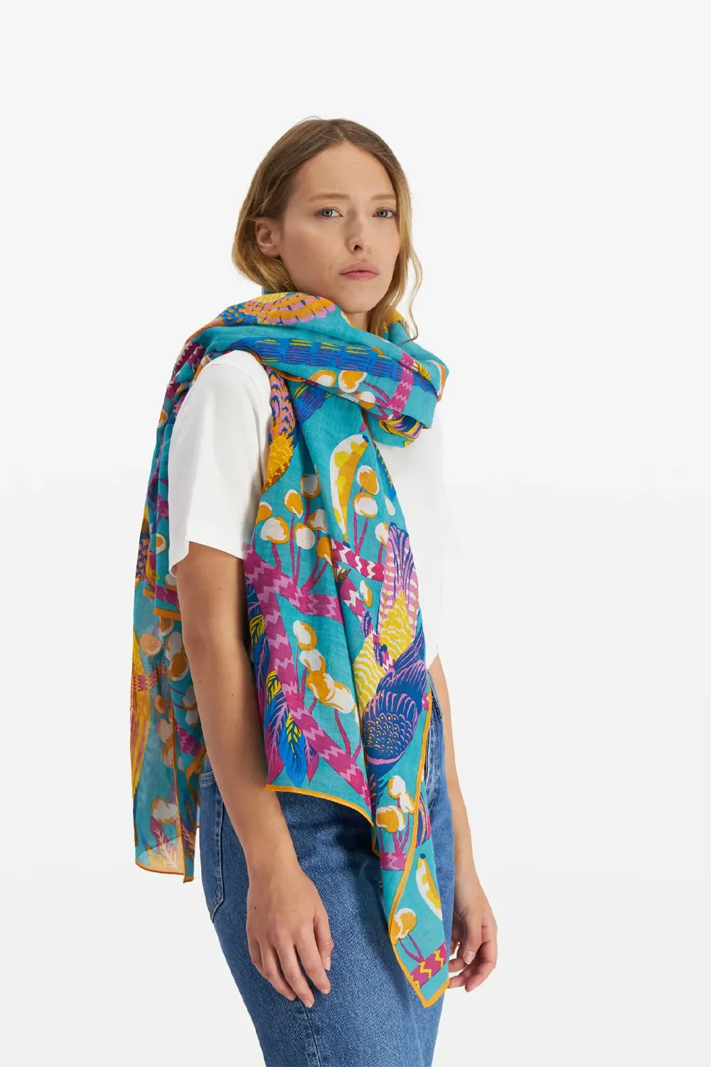 INOUI EDITIONS CERISE 100 TURQUOISE SCARF / SARONG