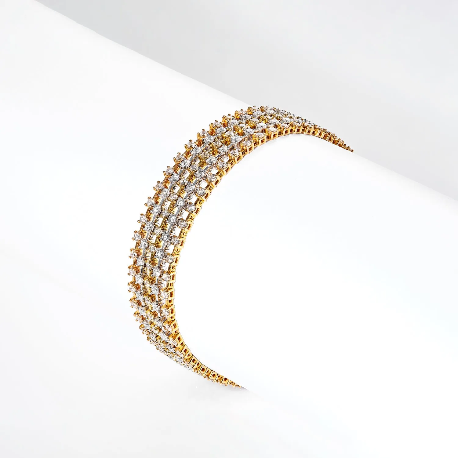 Jazmin 7 Carat 5 strand Diamond Bracelet in 18k Yellow Gold