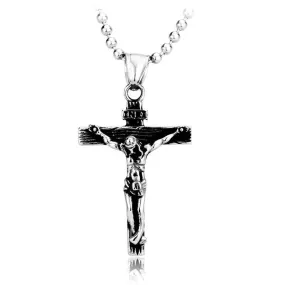 Jesus Christ on Crucifix Catholic Pendant with Ball Chain Necklace