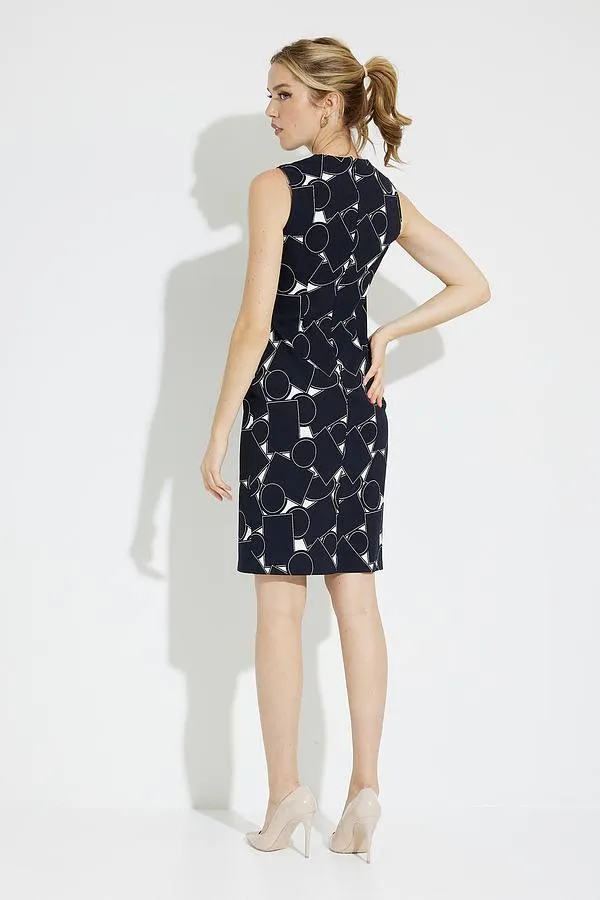 Joseph Ribkoff | Geo Print Wrap Front Dress |Vanilla and Midnight Blue