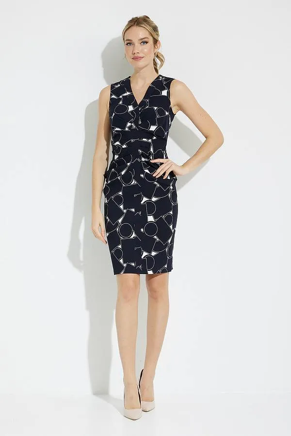 Joseph Ribkoff | Geo Print Wrap Front Dress |Vanilla and Midnight Blue