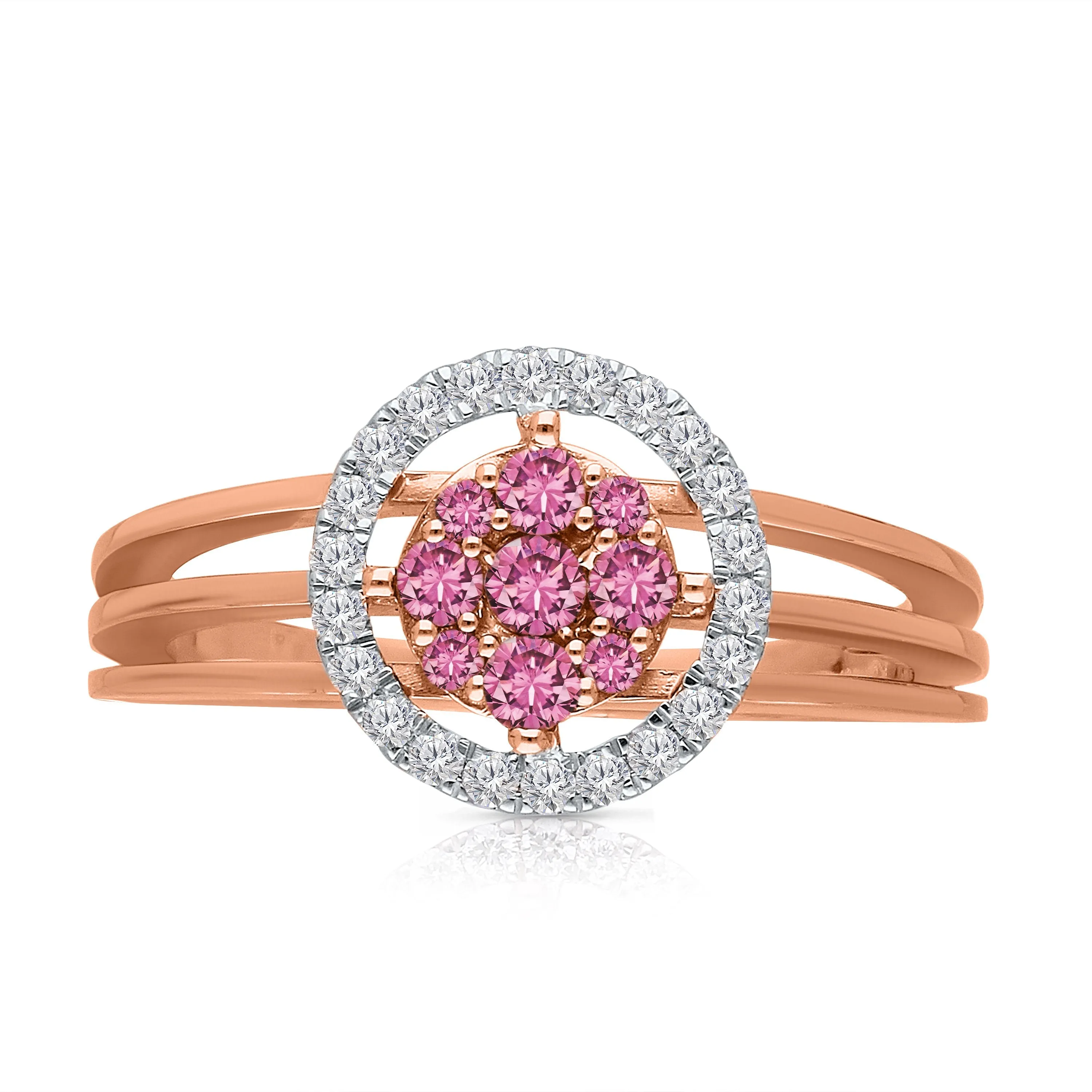 Kallati Heirloom Pink Sapphire & White Diamond Ring in 14K Two-Tone Gold