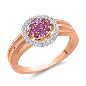 Kallati Heirloom Pink Sapphire & White Diamond Ring in 14K Two-Tone Gold