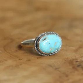 Kingman Turquoise Ring - East West Turquoise Ring - Sterling Silver Ring - Silversmith Ring - Textured Ring