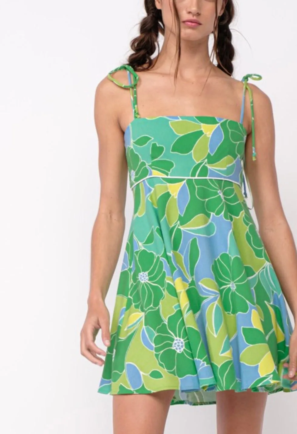 Lake lover green floral tie strap dress