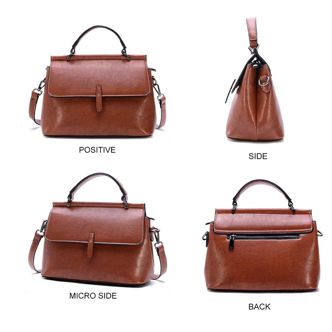 Large Capacity Casual Leather School Bag, Tote Bag, Shoulder Bag and Travel Backpack