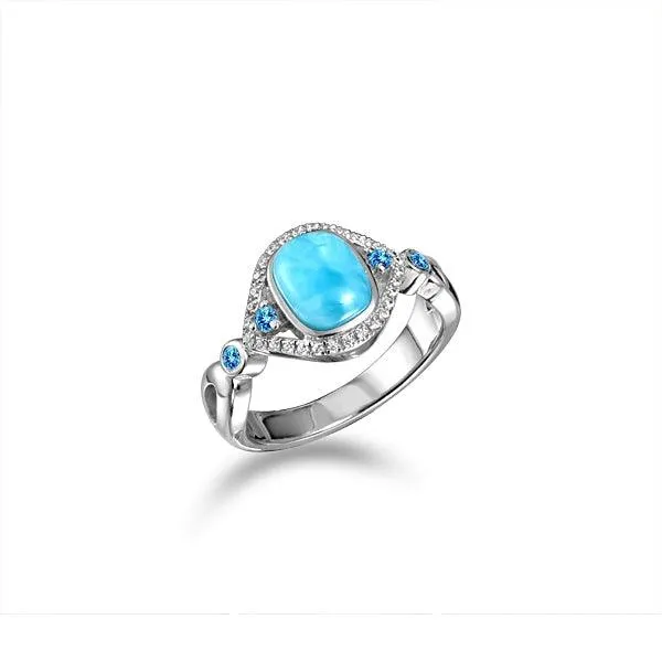 Larimar Crystalline Mandorla Ring