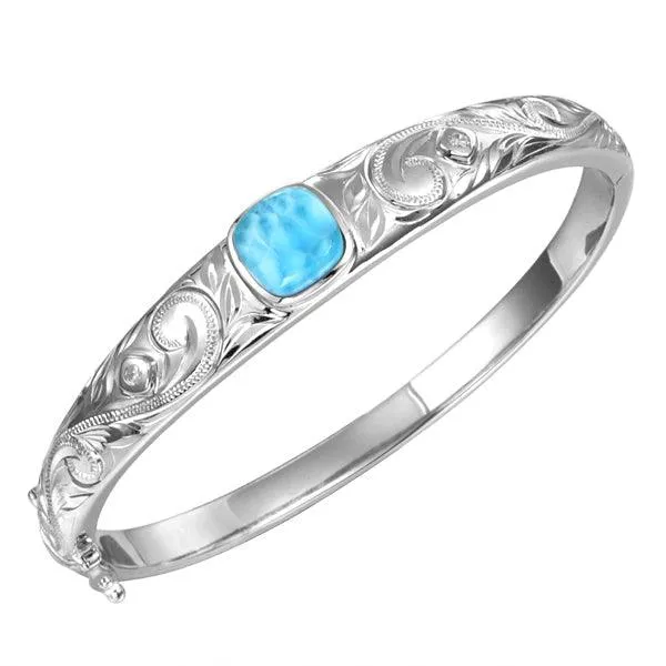 Larimar Engraved Scroll Bangle