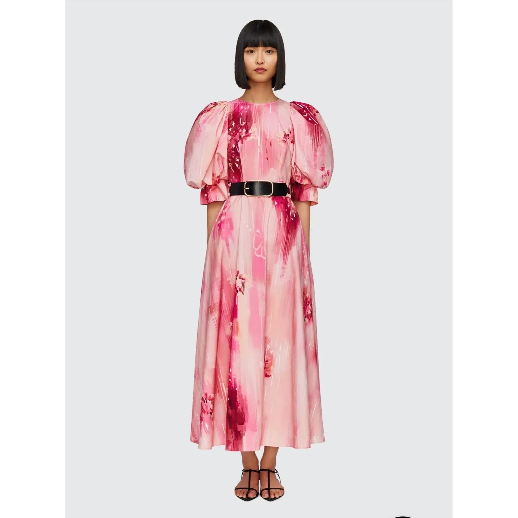 Leo Lin Clementine Puff Sleeve Midi Dress