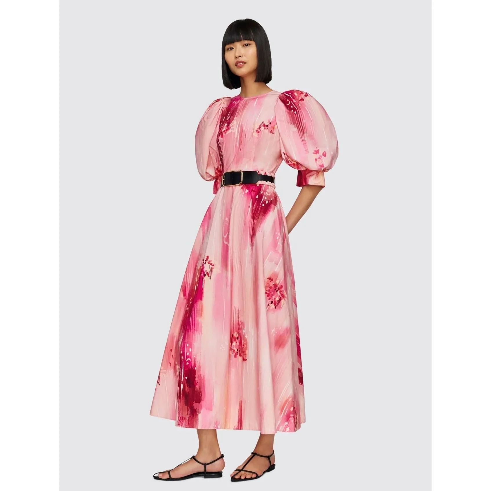 Leo Lin Clementine Puff Sleeve Midi Dress