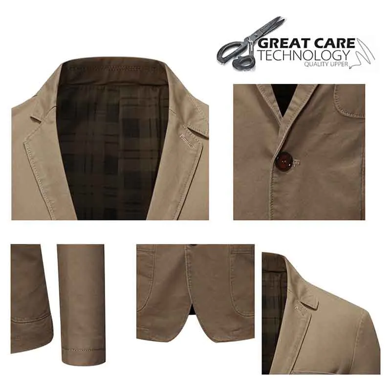 Light Khaki Two-Button Solid Color Jacket