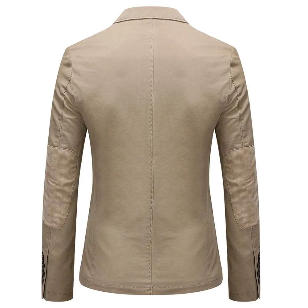 Light Khaki Two-Button Solid Color Jacket