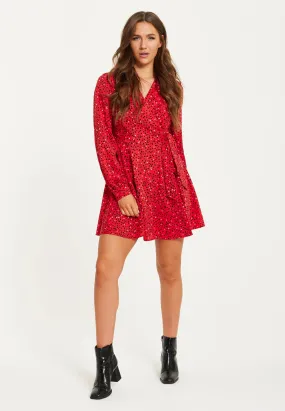 Liquorish Heart Print Mini Wrap Dress