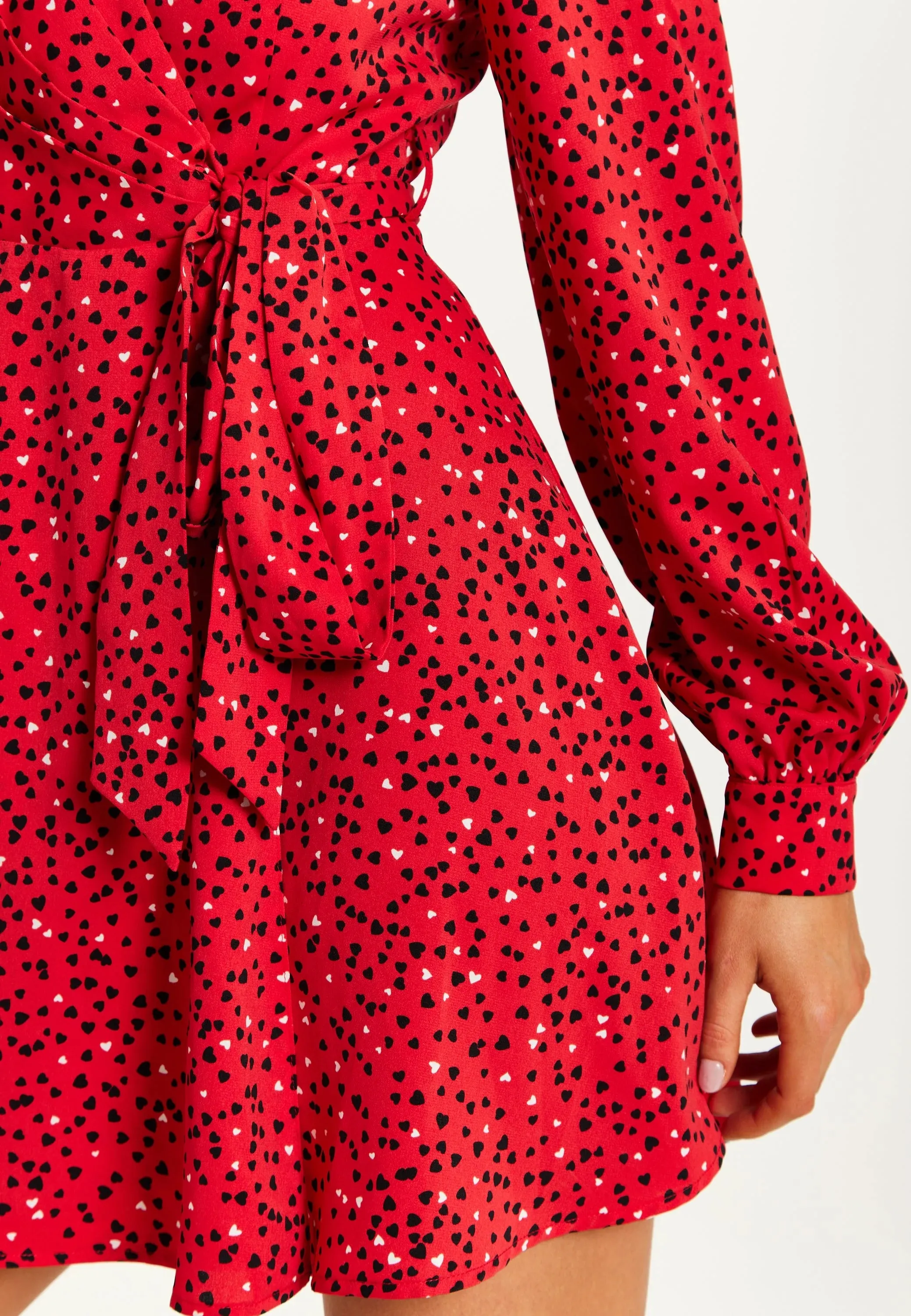 Liquorish Heart Print Mini Wrap Dress