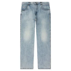 Loose Vintage Wash Denim Pants - Bleu Jean Clair