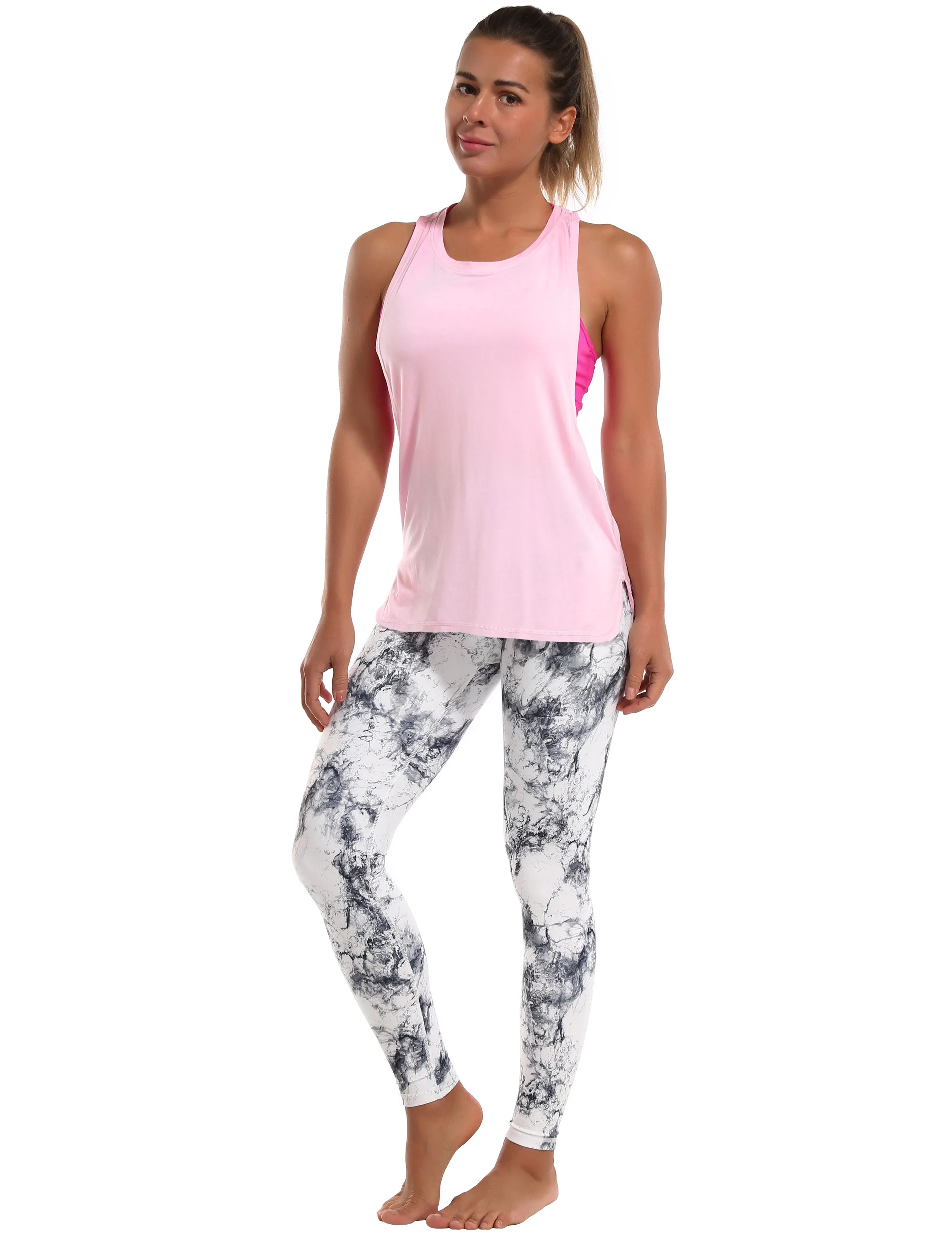 Low Cut Loose Fit Tank Top lightpink_yogastudio