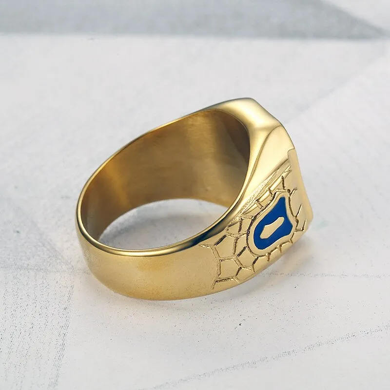 Masonic Gold-Plated Titanium Fashion Ring