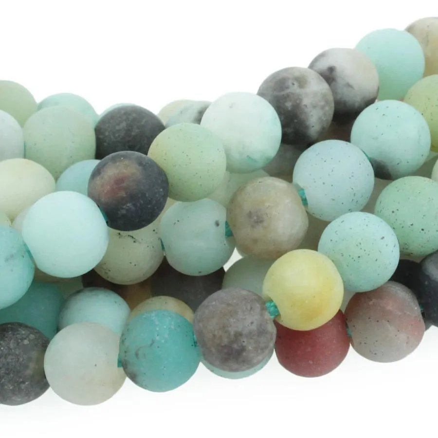 MATTE Black Gold Amazonite 8mm Large Hole Round - 8-Inch