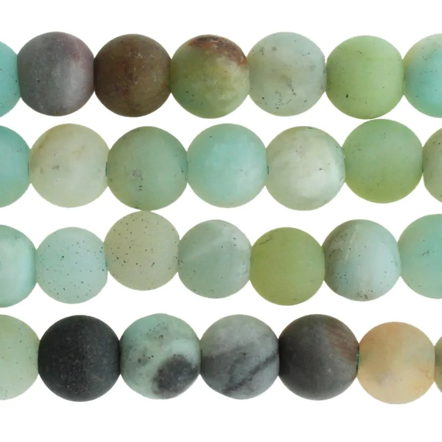 MATTE Black Gold Amazonite 8mm Large Hole Round - 8-Inch