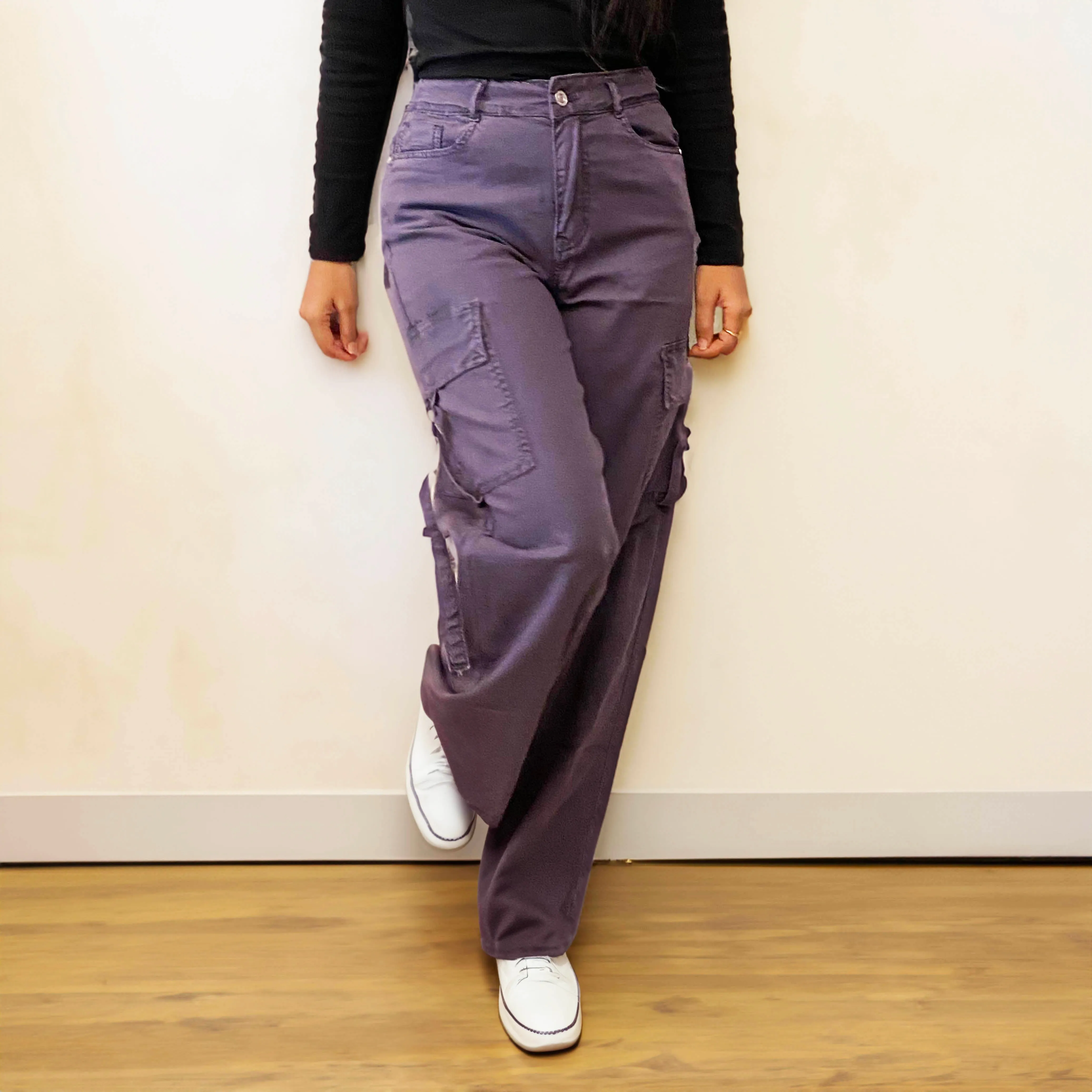 Mauve Straight Cargo Pants