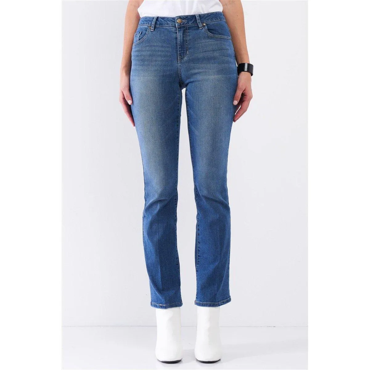 Medium Blue Denim High Waisted Skinny Boot Recycled Jeans