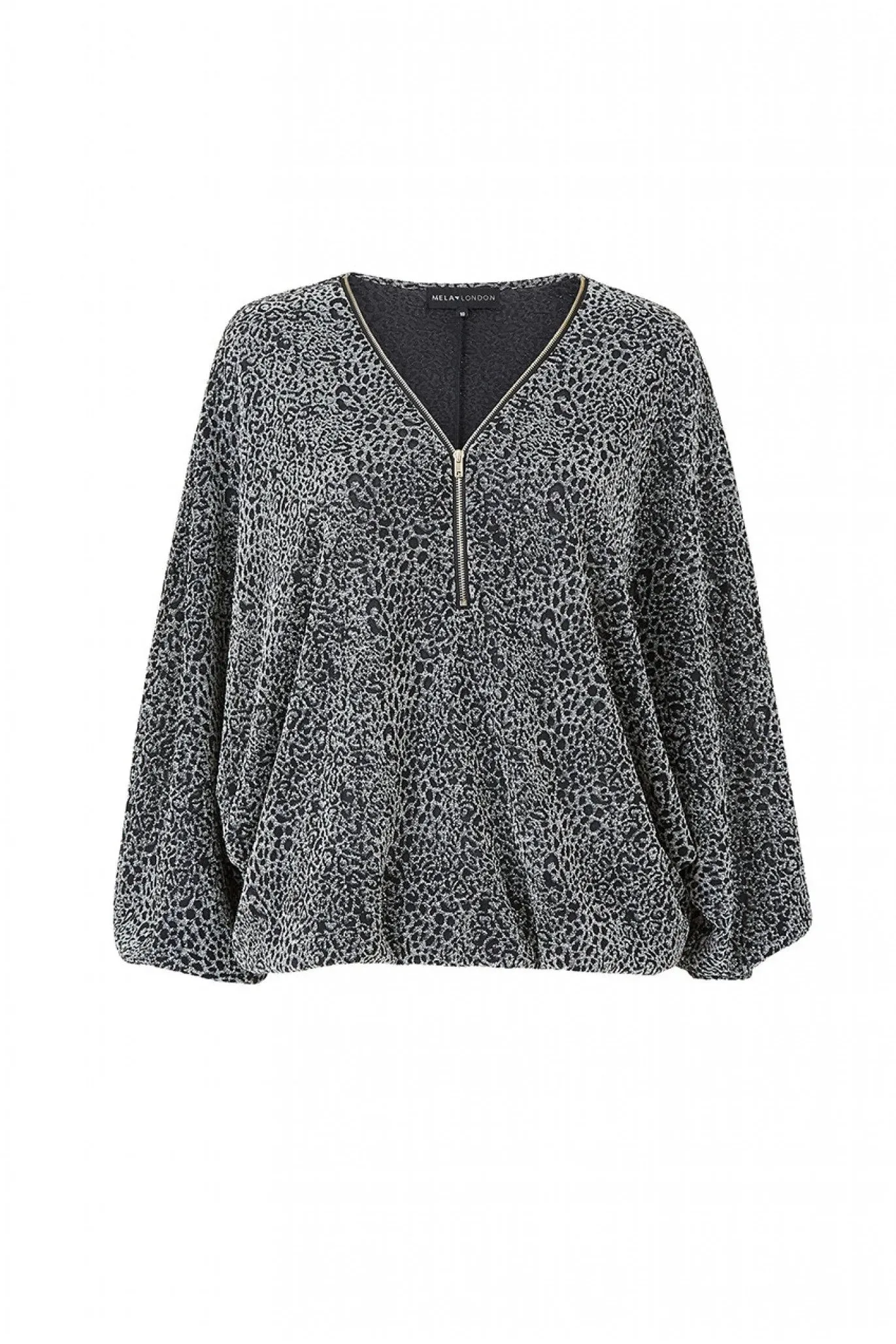 Mela London Silver Leopard Zip Top