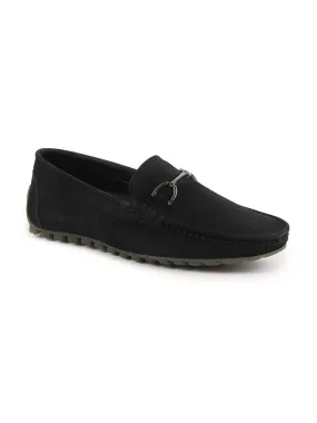 Men Black Horsebit Buckle Suede Leather Slip On Driving Loafers