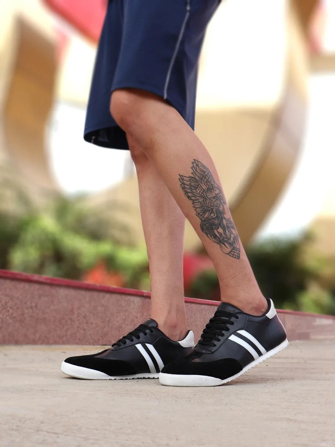 Men Black Lace Up Trendy Stylish Outdoor Fashion Sneakers