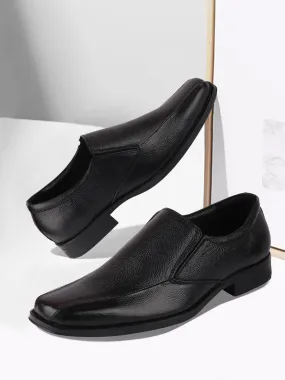 Men Black Plus Size Genuine Leather Formal Slip On Shoes