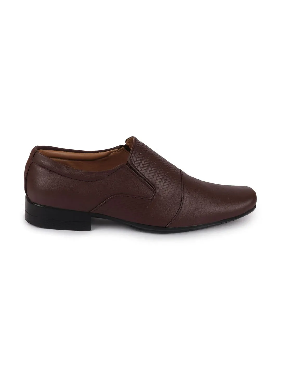 Men Brown Formal Leather Slip On Shoes