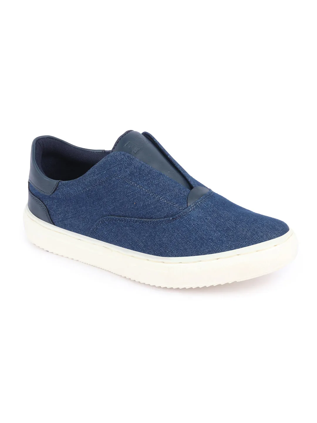 Men Navy Blue Classic Upper Denim Comfort No Touch Slip On Canvas Sneakers Shoes