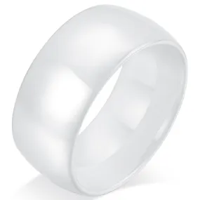 Men Women 12mm White Ceramic Wedding Ring Engagement Band High Polished Domed Design Comfort Fit