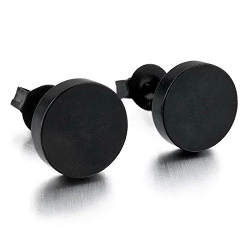 Men's 6mm Stainless Steel Stud Earrings Black