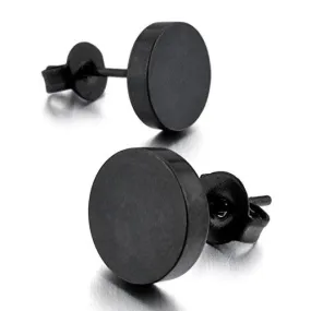 Men's 6mm Stainless Steel Stud Earrings Black