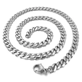 Men's 6mm Wide Stainless Steel Necklace Curb Chain Link Silver Tone 14~40 Inch