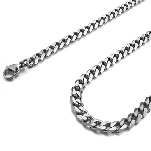 Men's 6mm Wide Stainless Steel Necklace Curb Chain Link Silver Tone 14~40 Inch