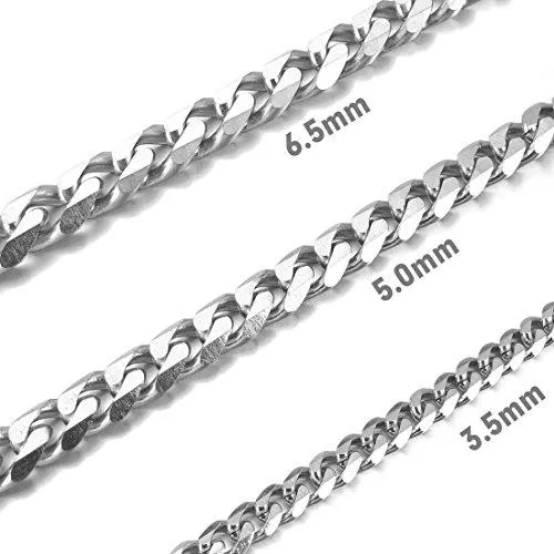 Men's 6mm Wide Stainless Steel Necklace Curb Chain Link Silver Tone 14~40 Inch