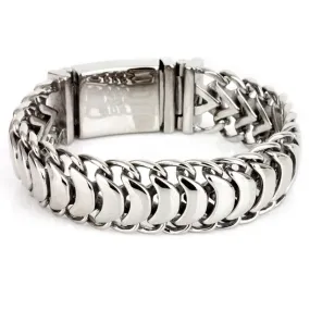 Men's Biker Silver Titanium Stainless Steel Rock Punk Style Link Cuff Personalized Cool Keel Big Chain Bracelet